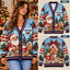 Personalized Santa Baking Gingerbread House Knitted Cardigan Sweater