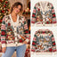 Personalize Name Sophia Bear Christmas Tree Farm Knitted Cardigan, Cozy Winter Outfit Sweater