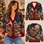 Personalized Christmas Santa Sleigh & Reindeer Knitted Cardigan Sweater