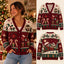Vintage Christmas Nutcracker & Express Train Christmas Knitted Cardigan - Holiday Sweater