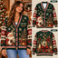 Personalized Santa Claus & Fireplace Knitted Cardigan Sweater