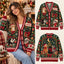 Custom Xmas Cat Lovers Knitted Cardigan - Personalized Festive Holiday Sweater