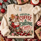 Fueled By Coffee And Christmas Cheer Sweatshirt, Winter Sweater Outfit