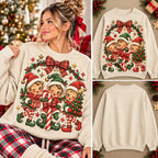 Cozy Christmas Elf Festive Wreath & Stars Sweatshirt