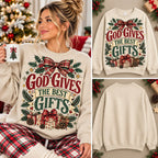 Retro God Gives The Best Gifts Holiday Graphic Sweatshirt