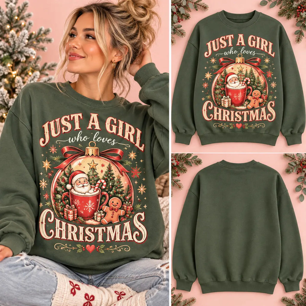 Retro Christmas Ornament Santa Mug & Gingerbread Sweatshirt