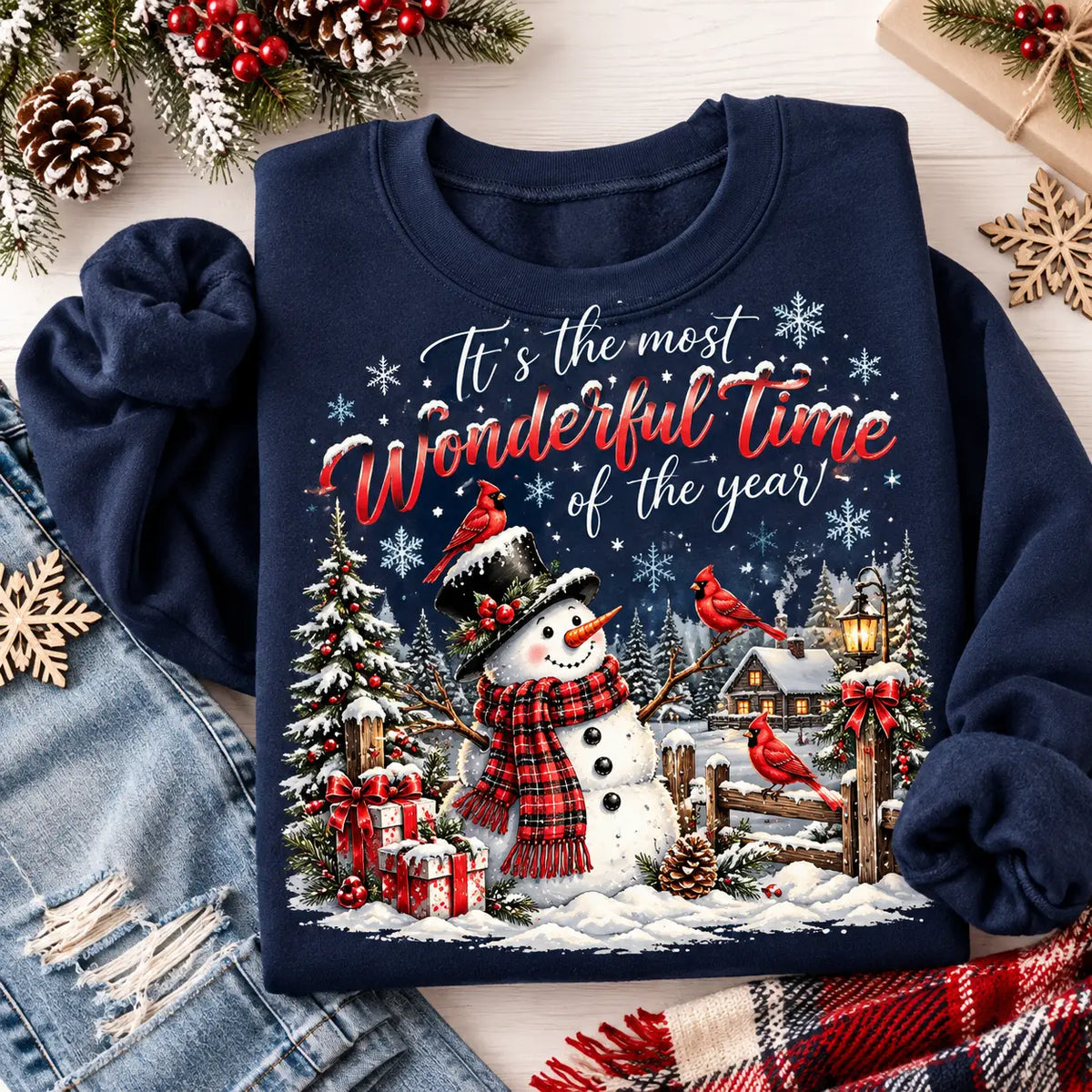 It's The Most Wonderful Time Of The Year Snowman Christmas Sweatshirt, Winter Sweater Outfit