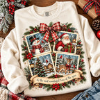 Vintage Santa & Snowman Christmas Sweatshirt, Winter Sweater Outfit