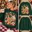 Retro Christmas Gingerbread House & Candy Cane Graphic Sweatshirt