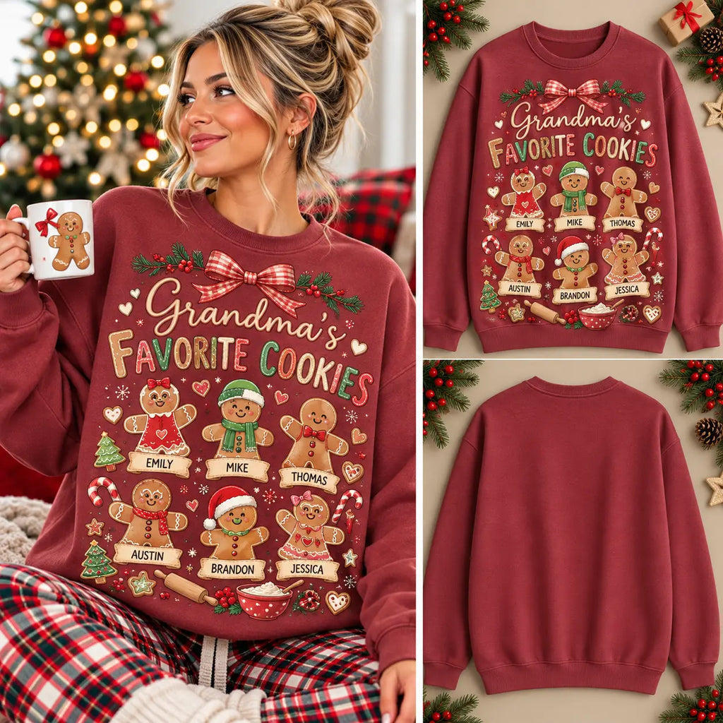 Personalized Christmas Gingerbread Cookies Grandma Maroon Sweatshirt