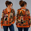 Vintage "Happy Halloween" Jack-o'-Lantern & Black Cat Knitted Cardigan