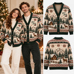 Personalized Couple Name Farmhouse Christmas Knitted Cardigan, Cozy Winter Outfit Sweater