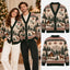 Personalized Couple Name Farmhouse Christmas Knitted Cardigan, Cozy Winter Outfit Sweater