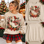 Cute Christmas Goose Wreath & Ribbon Sand Graphic Sweatshirt