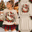 Cute Christmas Goose Wreath & Ribbon Sand Graphic Sweatshirt
