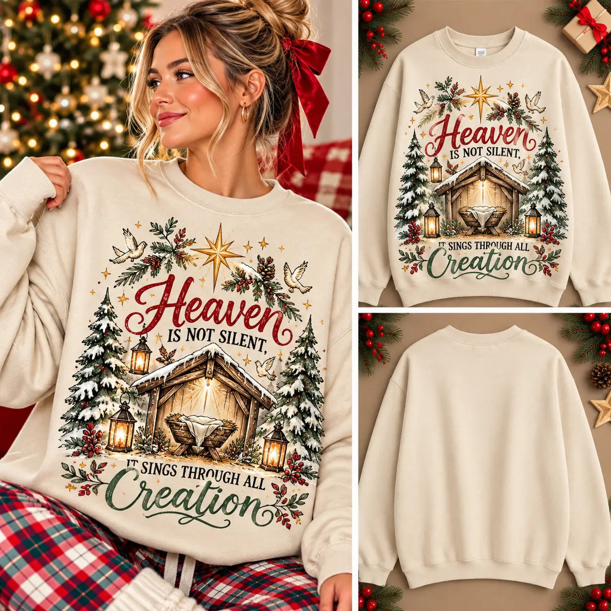 Heaven Is Not Silent Religious Christmas Nativity Sweatshirt