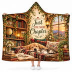 Just One More Chapter Hooded Blanket, Sleeping Dog Cat Book Lover Reading Gift