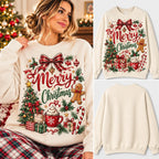 Retro Merry Christmas Gingerbread & Cocoa Graphic Sweatshirt