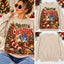 Retro Santa Reading Book By Christmas Tree Sand Sweatshirt
