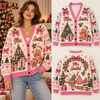 Personalized Name Cozy Mrs. Smiths Christmas Knitted Cardigan, Cozy Winter Outfit Sweater