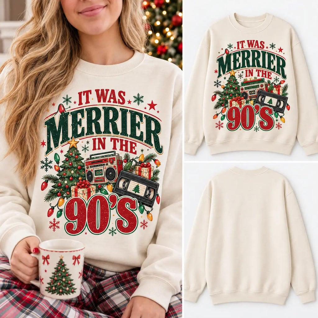 Vintage 90s Nostalgia Christmas Tree Lights Graphic Crewneck