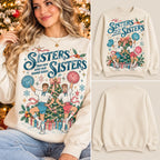 Vintage White Christmas Sisters Blue Feather Fan Graphic Sweatshirt