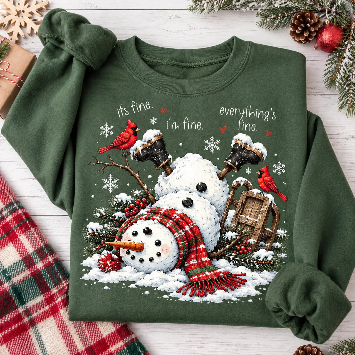 It's Fine I'm Fine Everything Is Fine Funny Snowman Sweatshirt