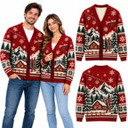 Personalized Couple Name Nordic Holiday Christmas Knitted Cardigan, Cozy Winter Outfit Sweater