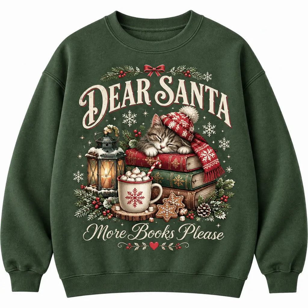 Dear Santa More Books Please Christmas Sweatshirt, Winter Sweater Outfit