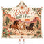 Desert Wild and Free Hooded Blanket, Western Horse Cactus Sunset Gift for Women