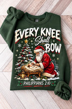 Every Knee Shall Bow Santa Christmas Sweatshirt, Winter Sweater Outfit