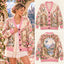 Romantic Fairytale Rose Garden & Bluebird Knitted Cardigan - Pink Floral Sweater