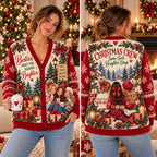 Festive "Christmas Crew" Besties Knitted Cardigan - Holiday Friends Knitwear