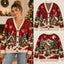 Cozy Festive Snowman Christmas Knitted Cardigan, Winter Outfit Sweater