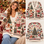'Tis the Season Christmas Gingerbread Man & Hot Cocoa Knitted Cardigan