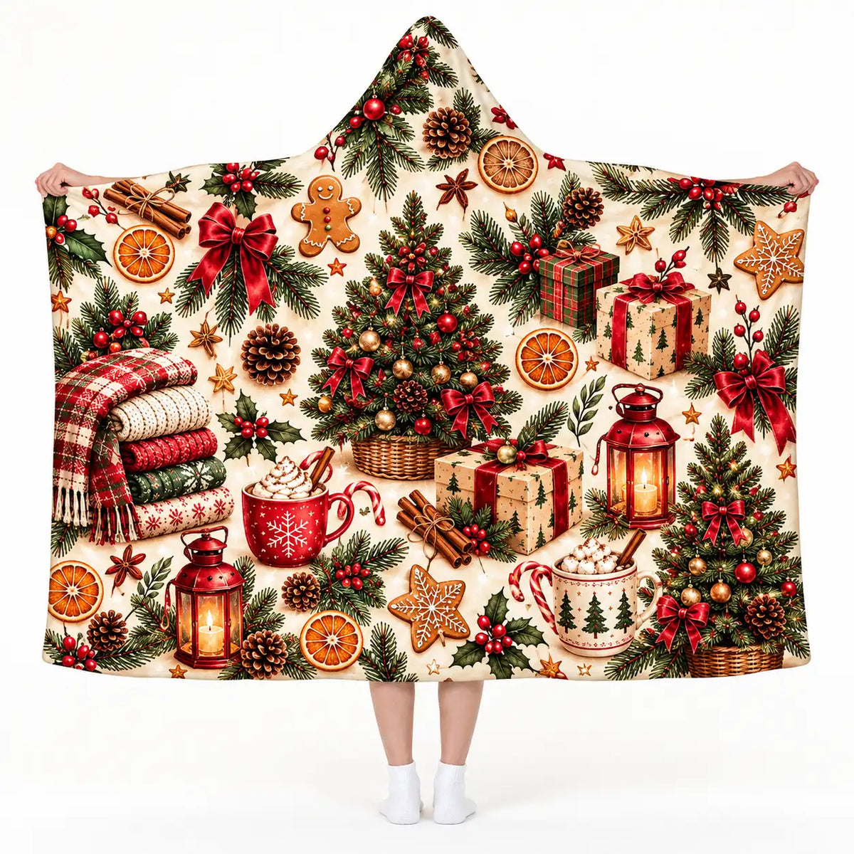Festive Christmas Hooded Wearable Blanket - Perfect Christmas Gift for Family & Friends