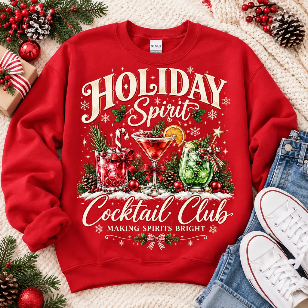 Christmas Drinks & Cocktail Lovers Holiday Christmas Sweatshirt, Winter Sweater Outfit