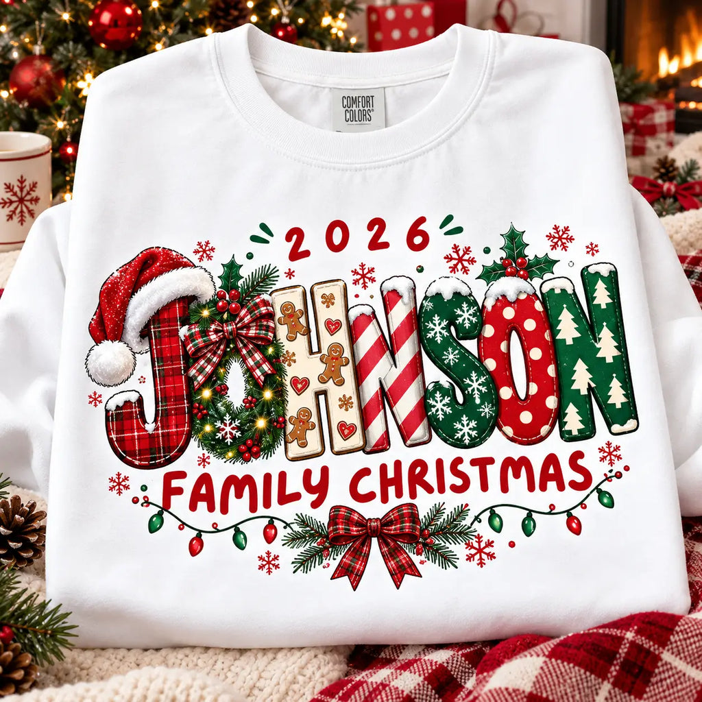 Custom Holiday Family Matching Christmas Sweatshirt, Winter Sweater Outfit