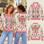 Floral Bow Christmas Knitted Cardigan, Cozy Winter Outfit Sweater