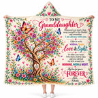 Personalized To My Granddaughter Hooded Blanket, Tree of Life Butterfly Gift