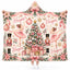 Custom Name Pink Christmas Hooded Blanket - Personalized Pink Ballerina, Nutcracker & Ribbon Tree Fleece Blanket, Girls Gift