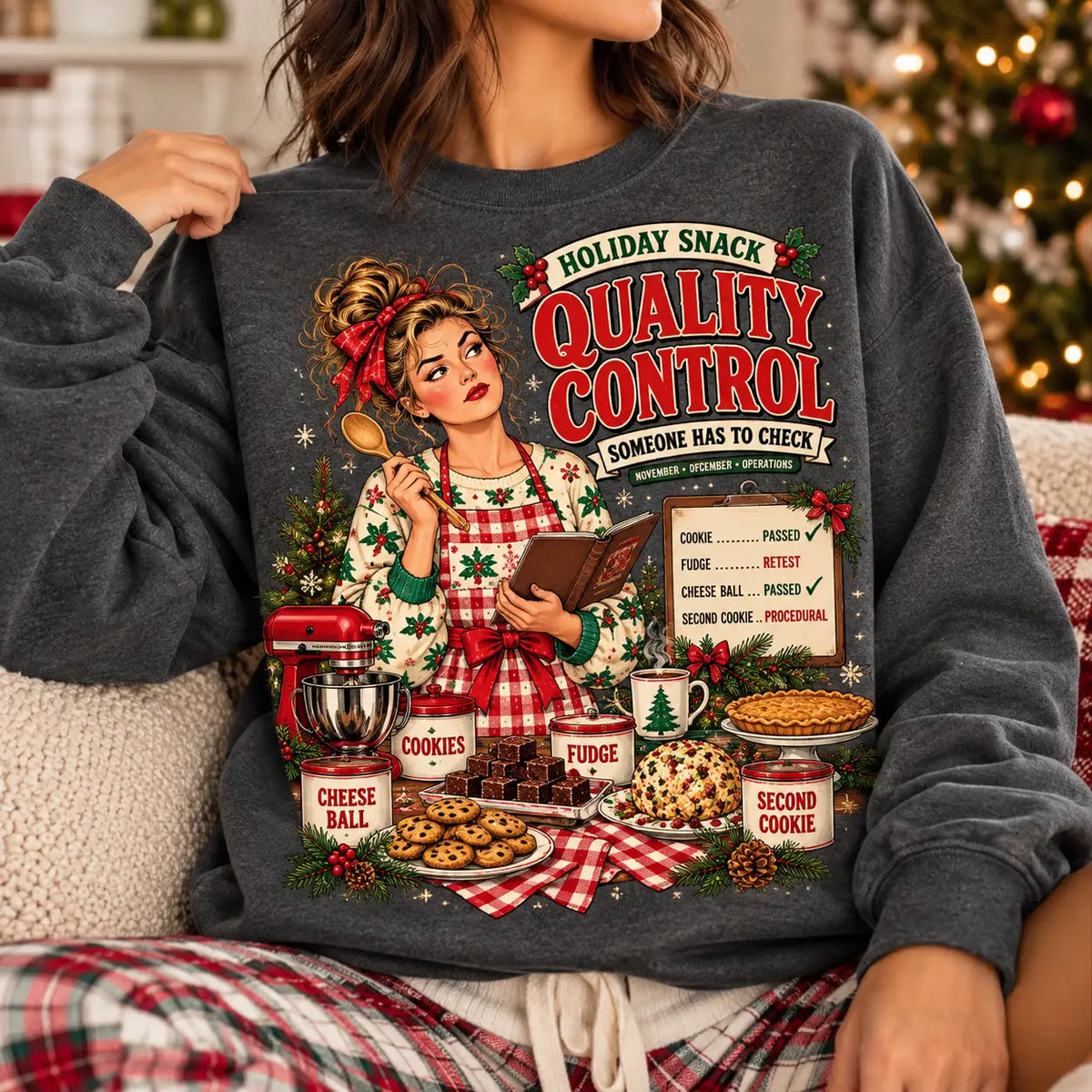 Holiday Snack Quality Control Christmas Sweatshirt, Winter Sweater Outfit