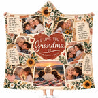 Personalized I Love You Grandma Photo Collage Hooded Blanket, Custom Gift