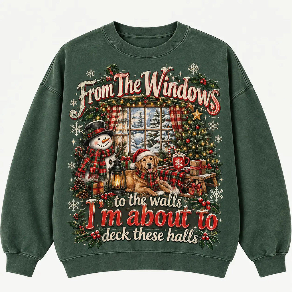 To The Walls Deck These Halls Christmas Sweatshirt, Winter Sweater Outfit