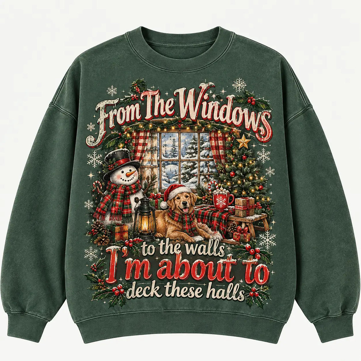 To The Walls Deck These Halls Christmas Sweatshirt, Winter Sweater Outfit