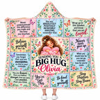 Personalized Sending You A Big Hug Hooded Blanket - Floral Inspirational Quotes Fleece Throw Gift