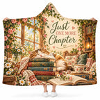 Just One More Chapter Hooded Blanket - Sleeping Cat & Vintage Books Fleece Throw Gift for Book Lovers