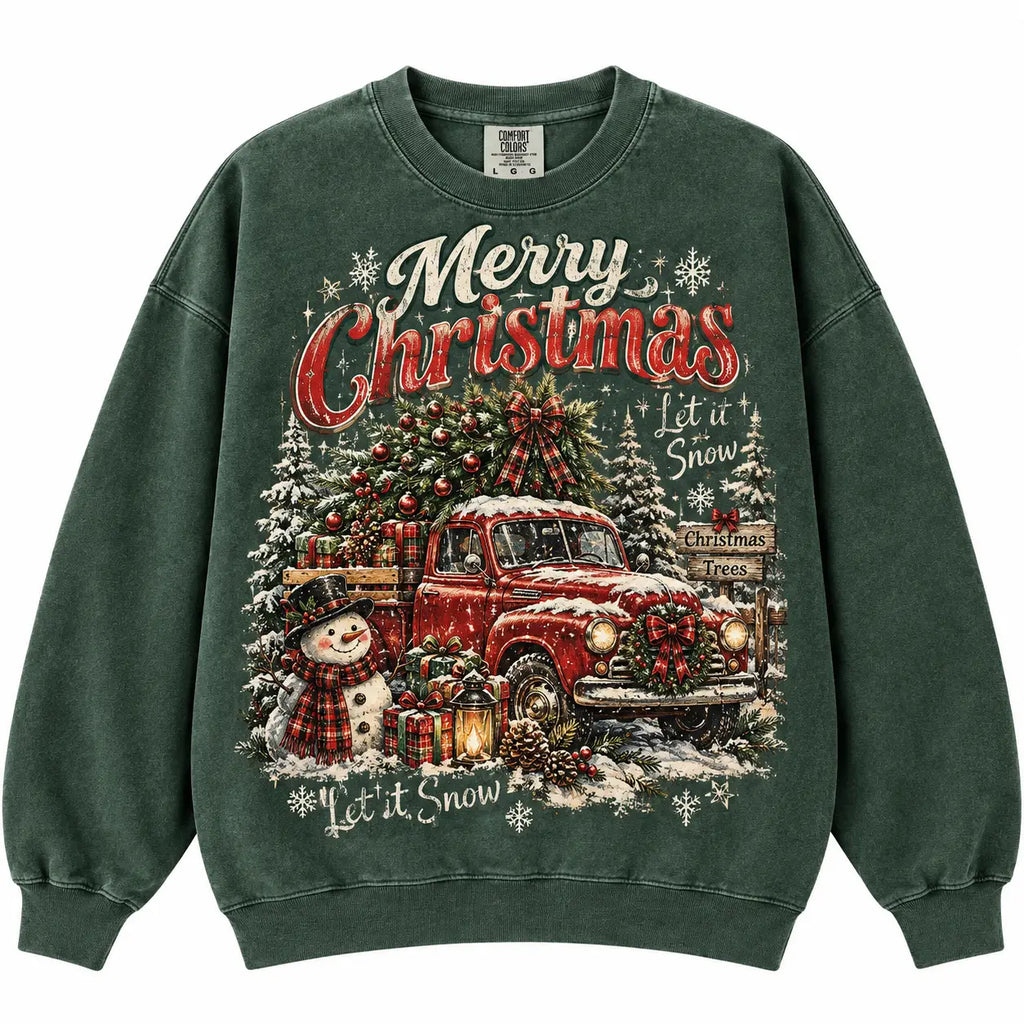 Let It Snow Snowman Merry Christmas Sweatshirt, Winter Sweater Outfit