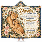 To My Daughter Hooded Blanket - Lioness and Cub Floral Fleece Throw Gift from Mom