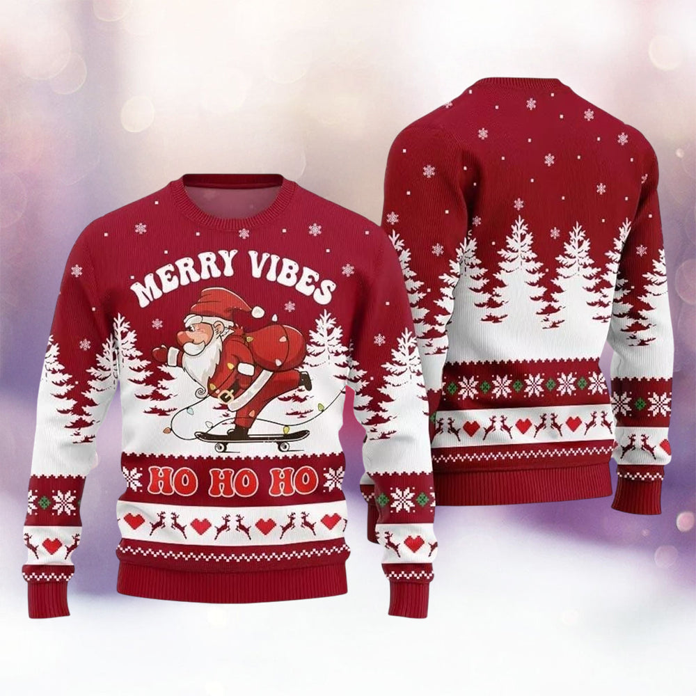 Merry Vibes Ho Ho Ho Ugly Christmas Sweater Secret Santa Present Ideas For Him